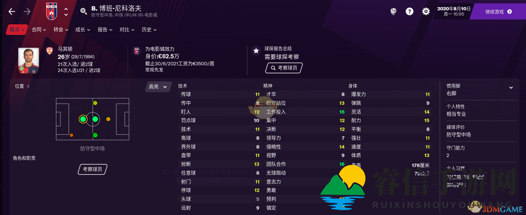 《足球经理2021》新星：性价比高拖后组织核心解析