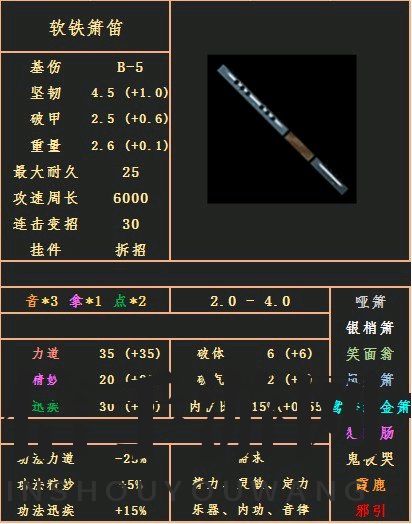 江湖奇物揭秘：神秘软铁箫笛属性大揭秘