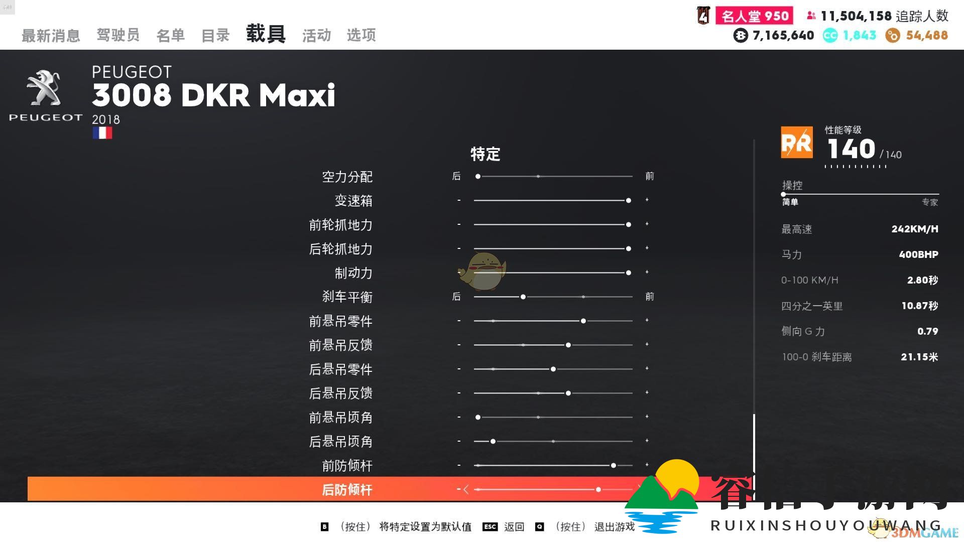 《飙酷车神2》赛车调校秘籍，3008DKRMaxi加速指南