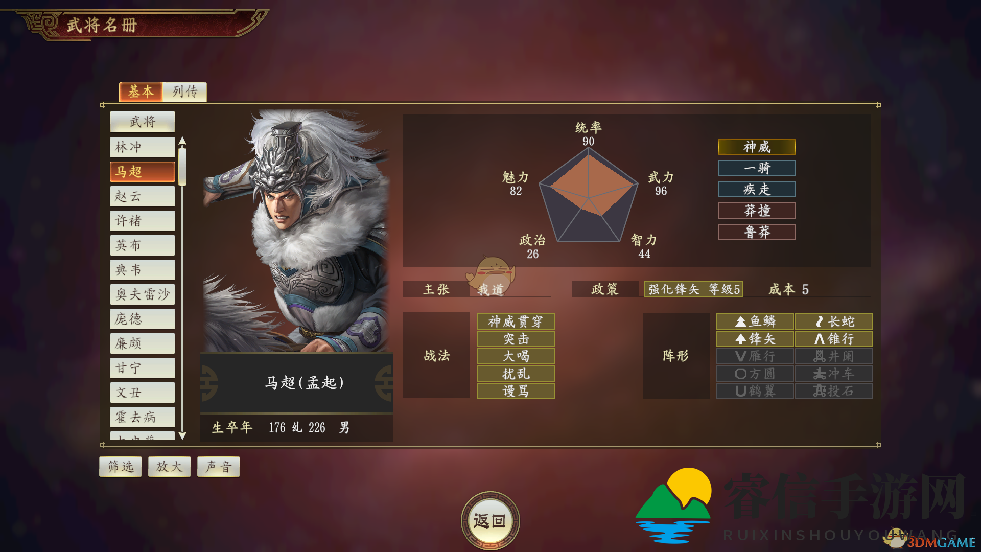 《三国志14》马超武将点评