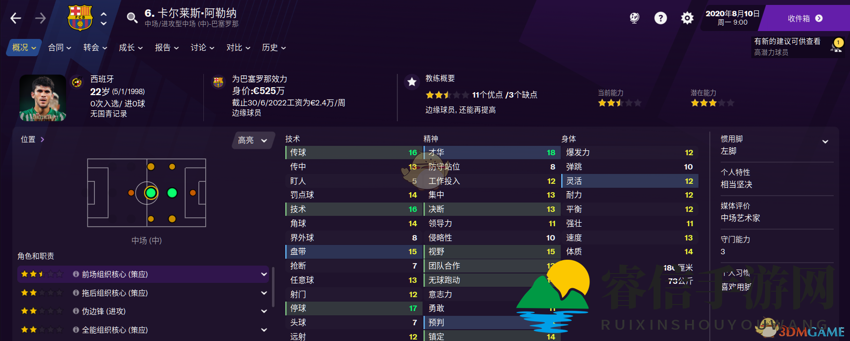 足球经理2021：揭秘顶级中场球员